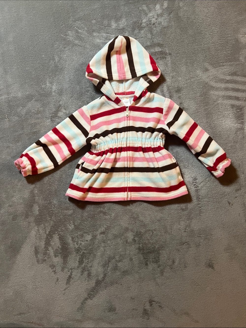 Gymboree Red White Pink Striped Fleece Zip Hoodie